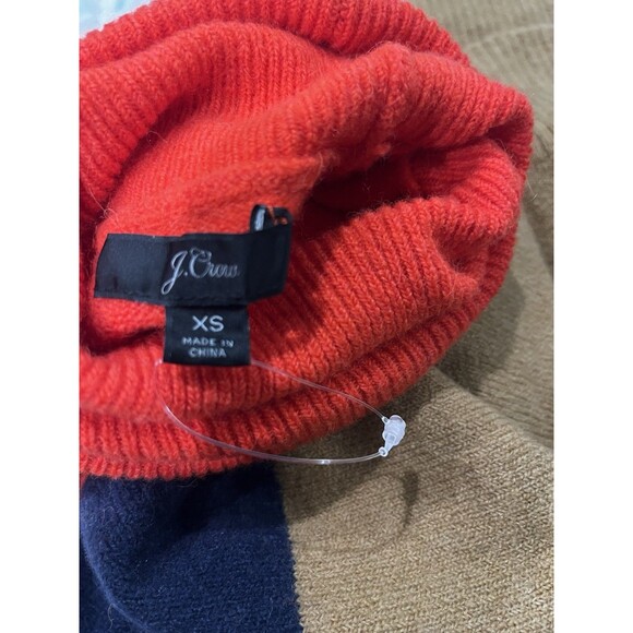 J.Crew Colorblock Turtleneck Sweater Supersoft Yarn Oversized Fit Tan Brown XS - Picture 2 of 8